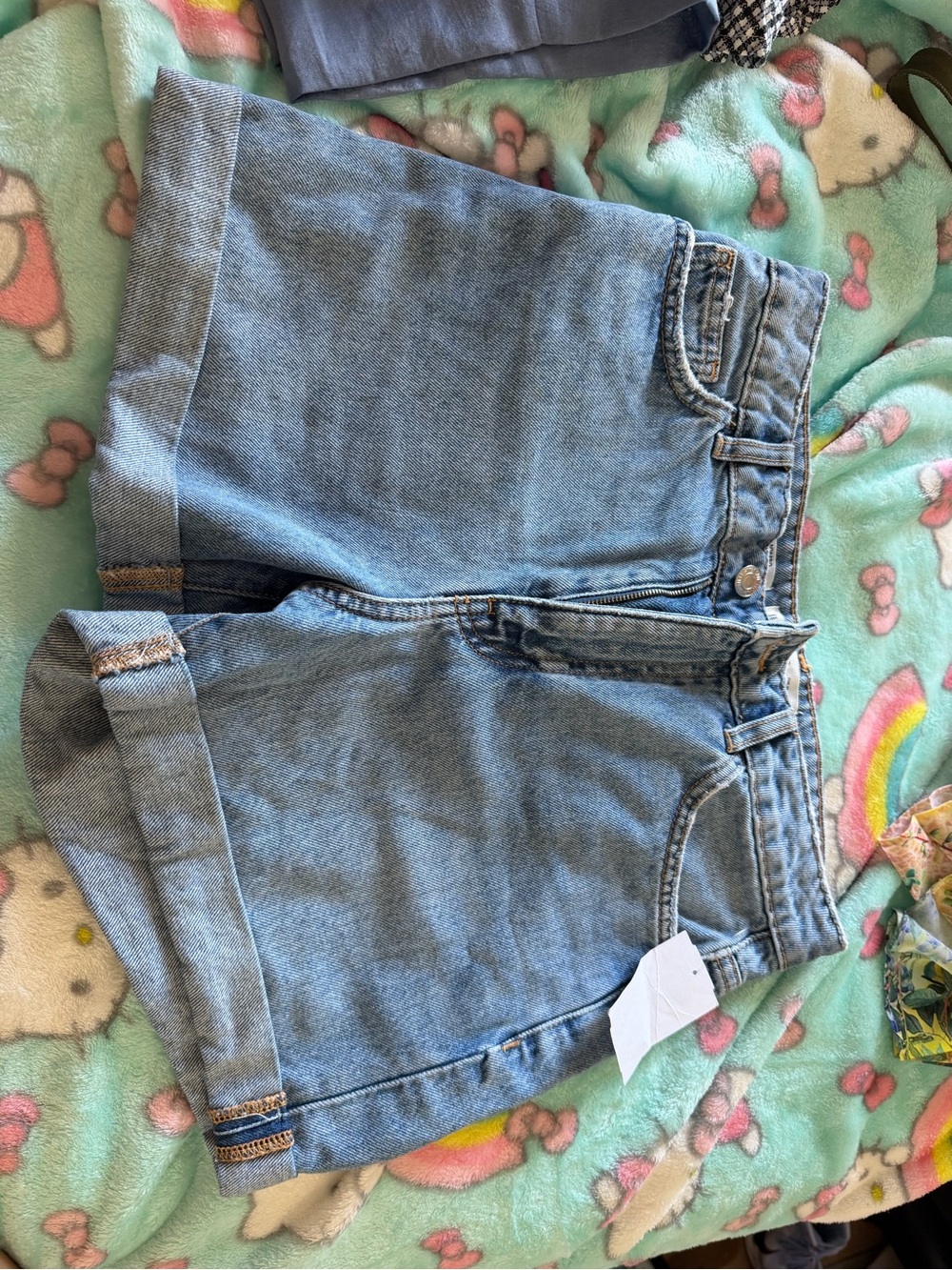 High-Waist Light Blue Denim Shorts